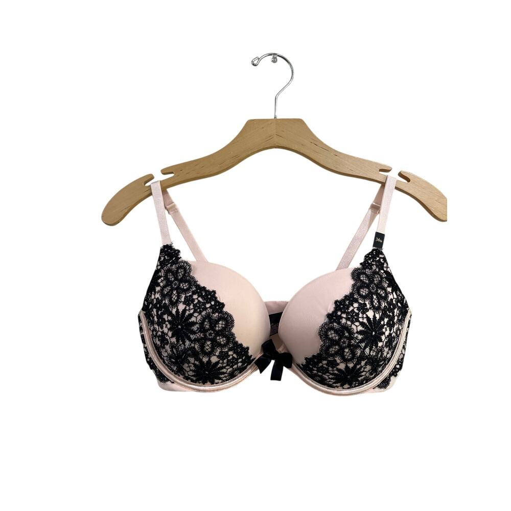 Victoria’s Secret Pink Black Lace Push Up Bra 34D NWT Sexy Lingerie